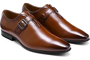 AUSTIN MILL Men's Dress Shoes Buckle Strap Pointed Toe Leather Business Formal Loafers