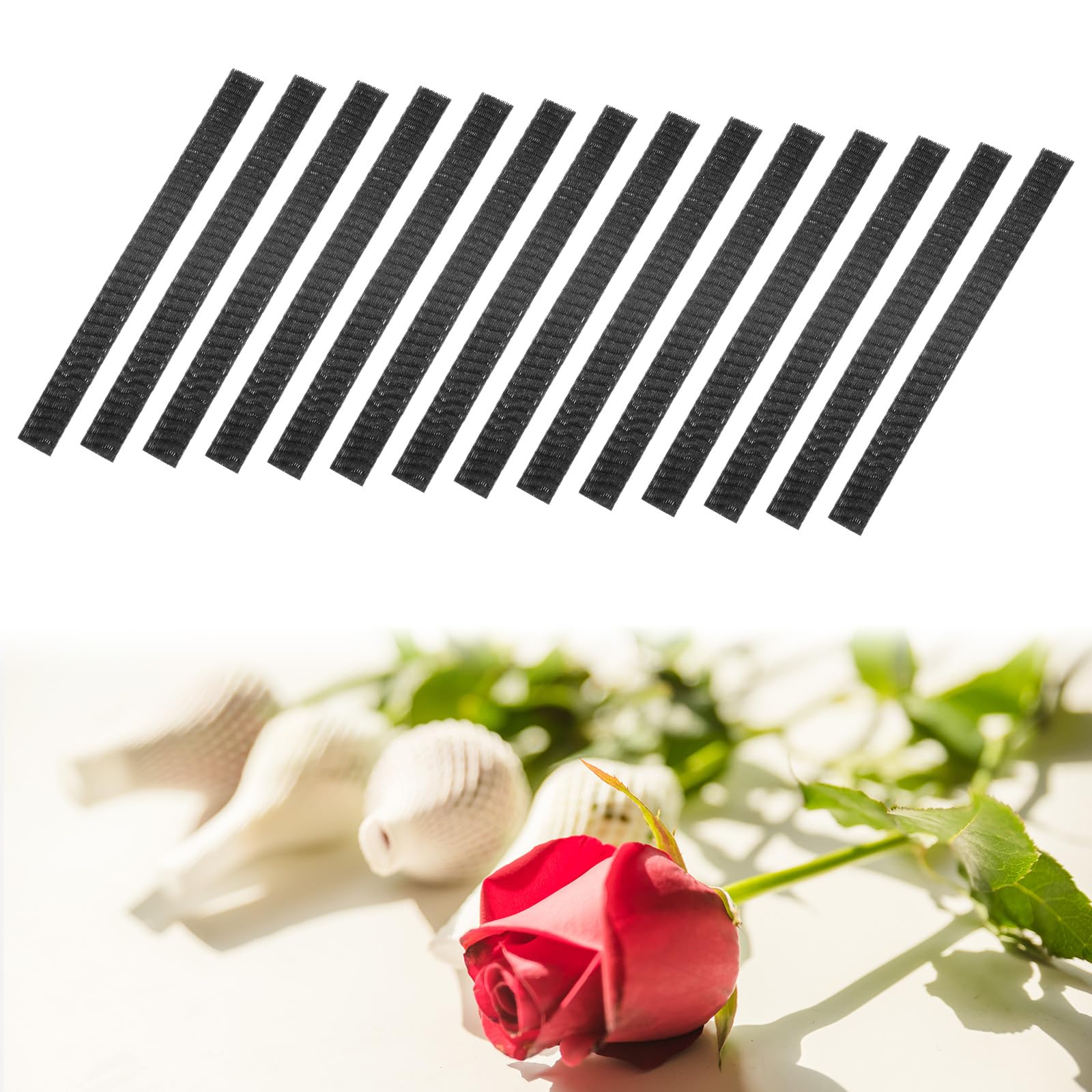 M METERXITY 40 Pack Rose Buds Protection Mesh Covers - Makeup Brush Cover Net, Flower Rose Bud Packing Wrapping Netting, Applying to Florist/Bouquet/Floral Decor (0.4x4.7 Inch, Black)