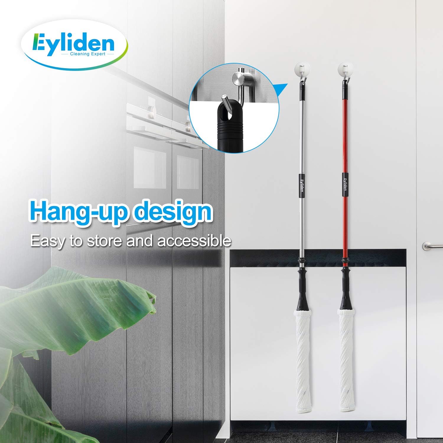 Eyliden Microfiber Twist Mop Silver 57.5 Inches Dust Mops Washing Mop Hand Release Floor Cleaning with 1 Removable Washable Heads Product and Packaging Upgrade (Red): Health & Personal Care