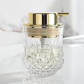 Glass Soap Dispenser,Bathroom Hand Liquid Soap Dispensers,Refillable Dish Soap Dispenser for Gold Pump,Lotion Dispenser for Bathroom,Kitchen (Clear/Gold Liquid Pump)