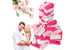 MAKER PLANET Couple Game for Adults, 54pcs Pink Wooden Lust Tower Game for Naughty Date Night Ideas and Fun Couple Gifts for 