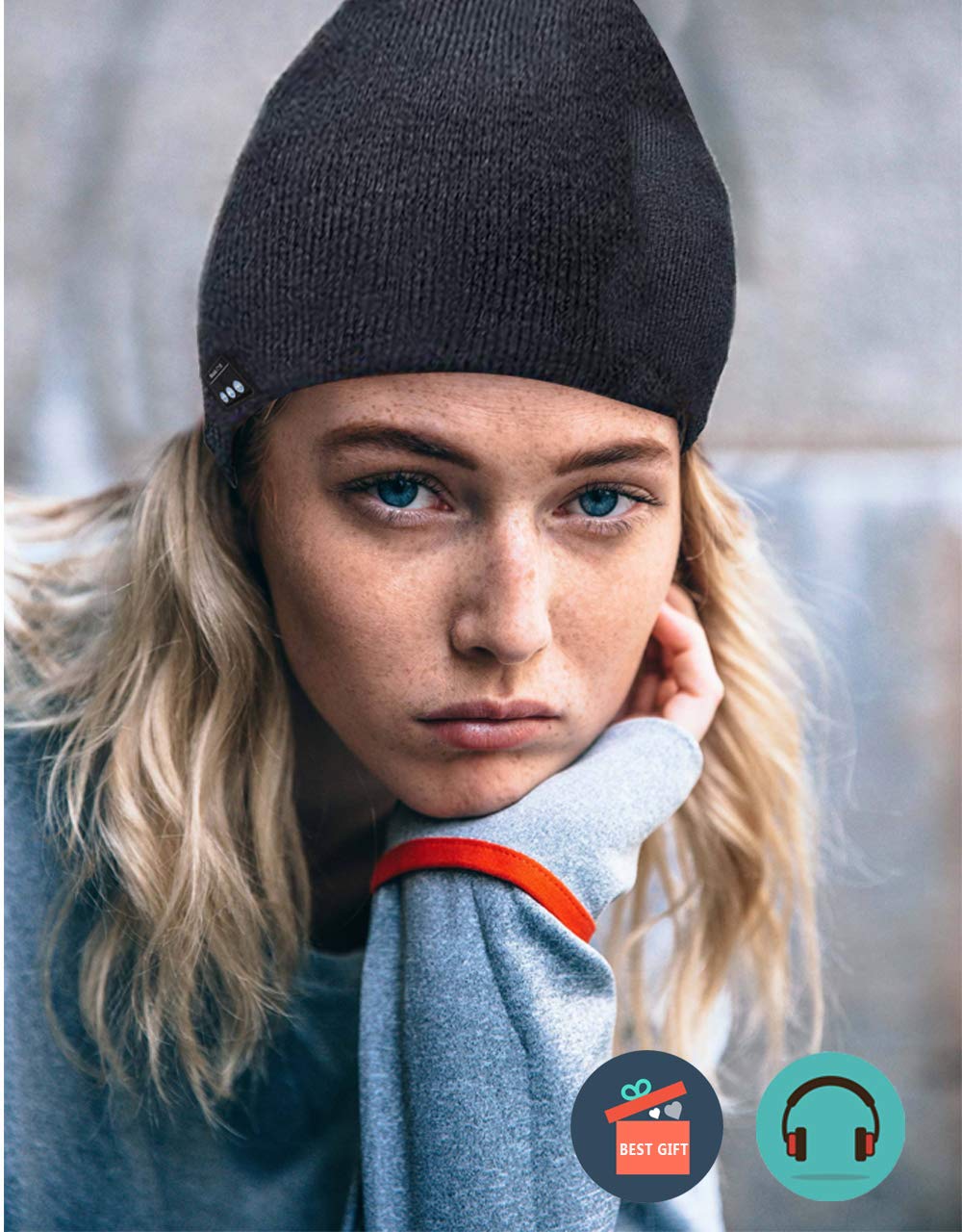 Wireless Bluetooth Beanie Hat, Unisex Bluetooth Beanie Smart Winter Knit Hat V4.2 Wireless Musical Headphones Earphones Cap Unique Christmas Tech Gifts for Teen Young Boys Girls Men Women