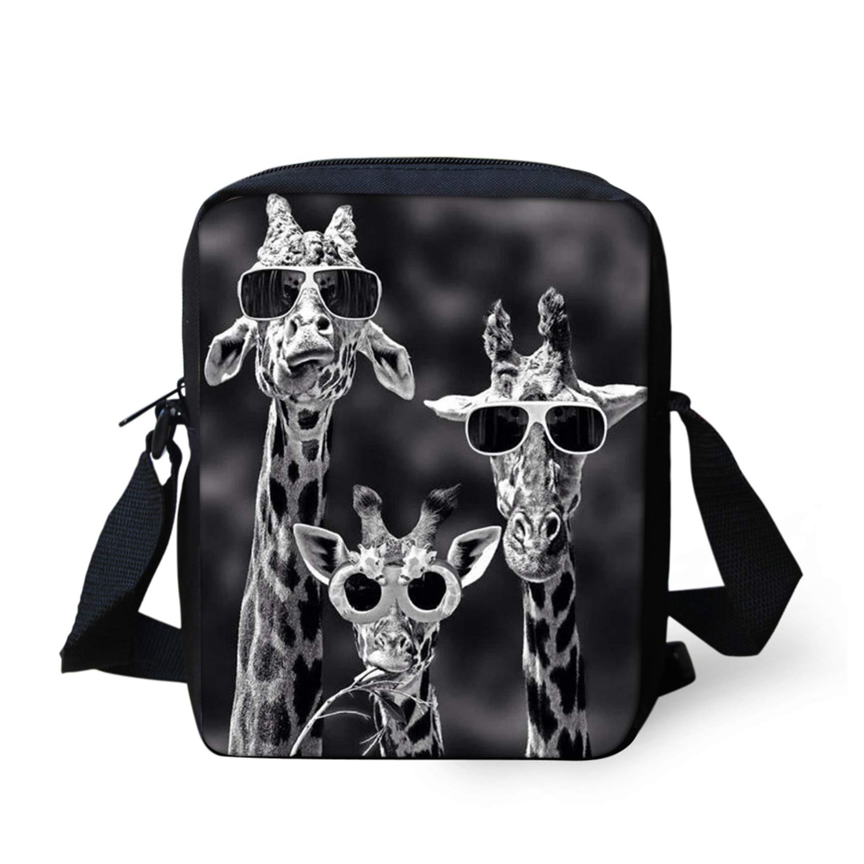 HUGS IDEA Giraffe Small Shoulder Messenger Bag Mini Crossbody Tote Hipster Adjustable Strap Cell Phone Pouch Purse Wallet