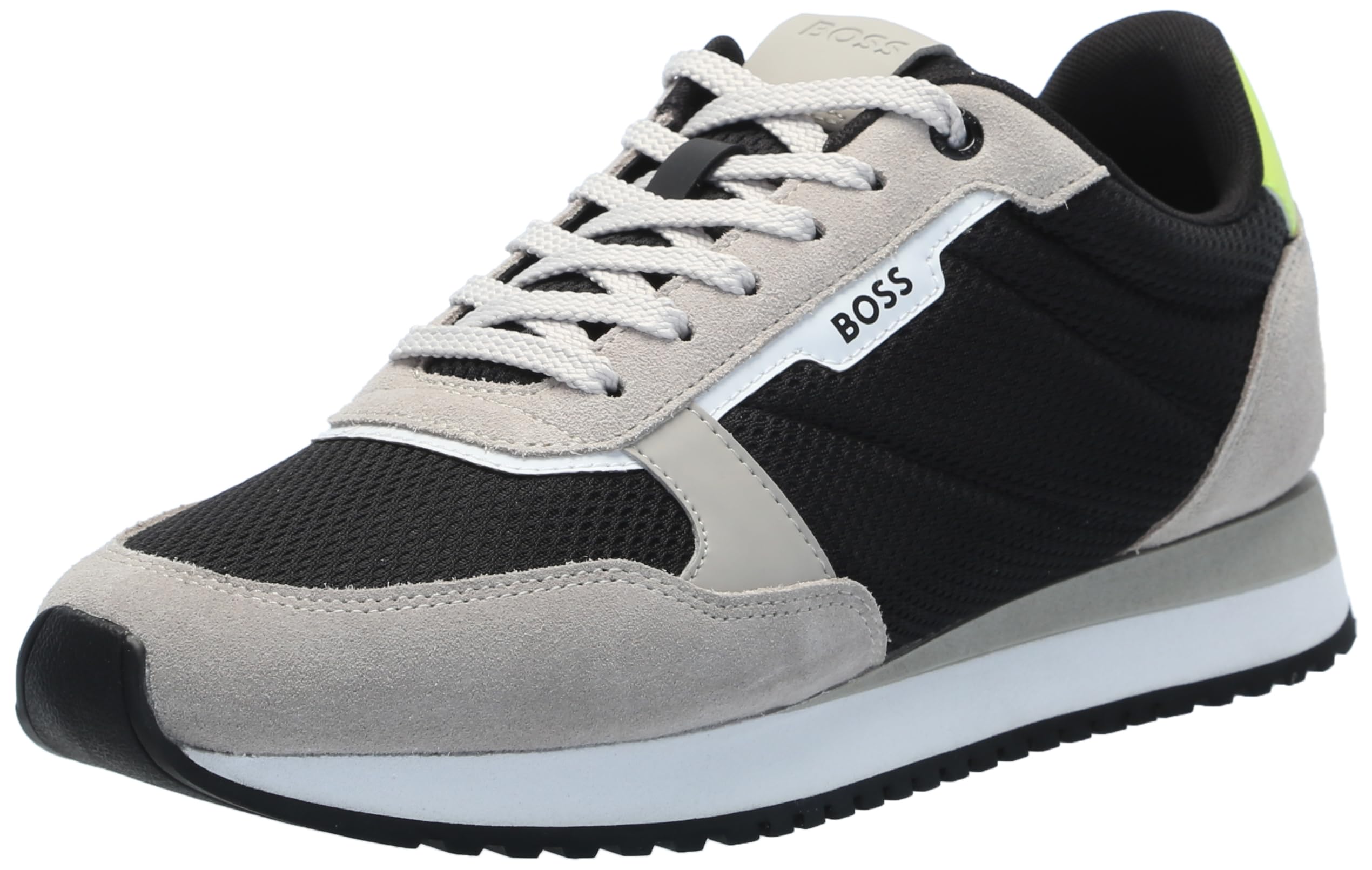 BOSS Kai Retro Style Low Profile Sneaker, Black/Oat, 12