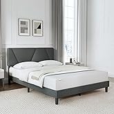 Novilla Queen Bed Frame with Headboard, Bed Frame Queen Size with Upholstered Headboard Platform Bed, No Box Spring Needed, Easy Assembly, Dark Grey