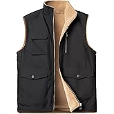 Harbrosrce Men's Outerwear Vests Fleece Lined Softshell Outdoor Winter Thermal Windproof Sleeveless Jacket