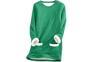 maisdgop Fleece Sweatshirts for Women Sherpa Lined Crewneck Sport Sweatshirt Comfy Long Sleeve Pullover Winter Thicken Tops