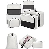SDGFUI 8 Set Packing Cubes Set for Travel Accessories -Luggage Organizer Space Saving Travel Bags for Carry On Suitcases, Bei