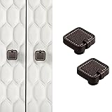 CcHhyyt 2 Pack Leather Cabinet Knobs Hand-Stitch
