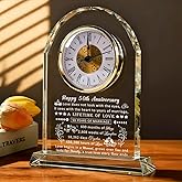 QIANRUNA 50th Wedding Anniversary Glass Quartz Clock Gifts for Women Men, 50 Year Anniversary Romantic Gift for Him Her, Golden Anniversary Clock Gifts for Couple, 50 Years of Marriage Gifts