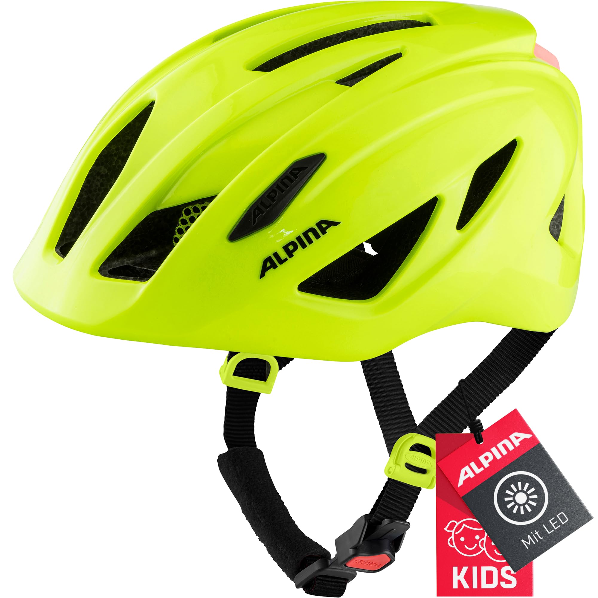 ALPINA Unisex - Children, PICO FLASH cycling helmet, be visible gloss, 50-55 cm