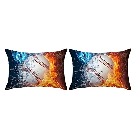 Arightex Baseball Pillow Cover Fire And Ice White Ball Pillow Case