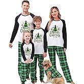 CIYCUIT Family Christmas Pjs Matching Sets Reindeer Christmas Pajamas for Family and Dog