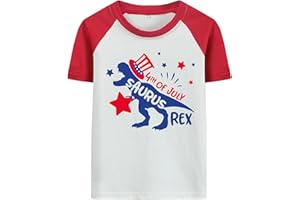 Rimyaw Boys 4th of July Shirt Dinosaur Monster Truck Excavator Tees Toddler American Flag Independence Patriotic Kids T-Shirt