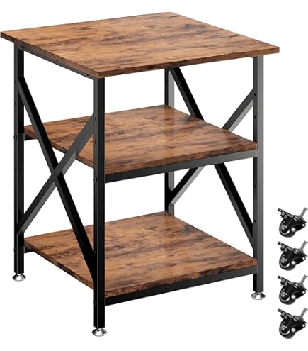 24x24 Inch Printer Stand With Wheels – 2-Tier Rolling Cart For 3D Printer, Mini Fridge, Office & Home Storage