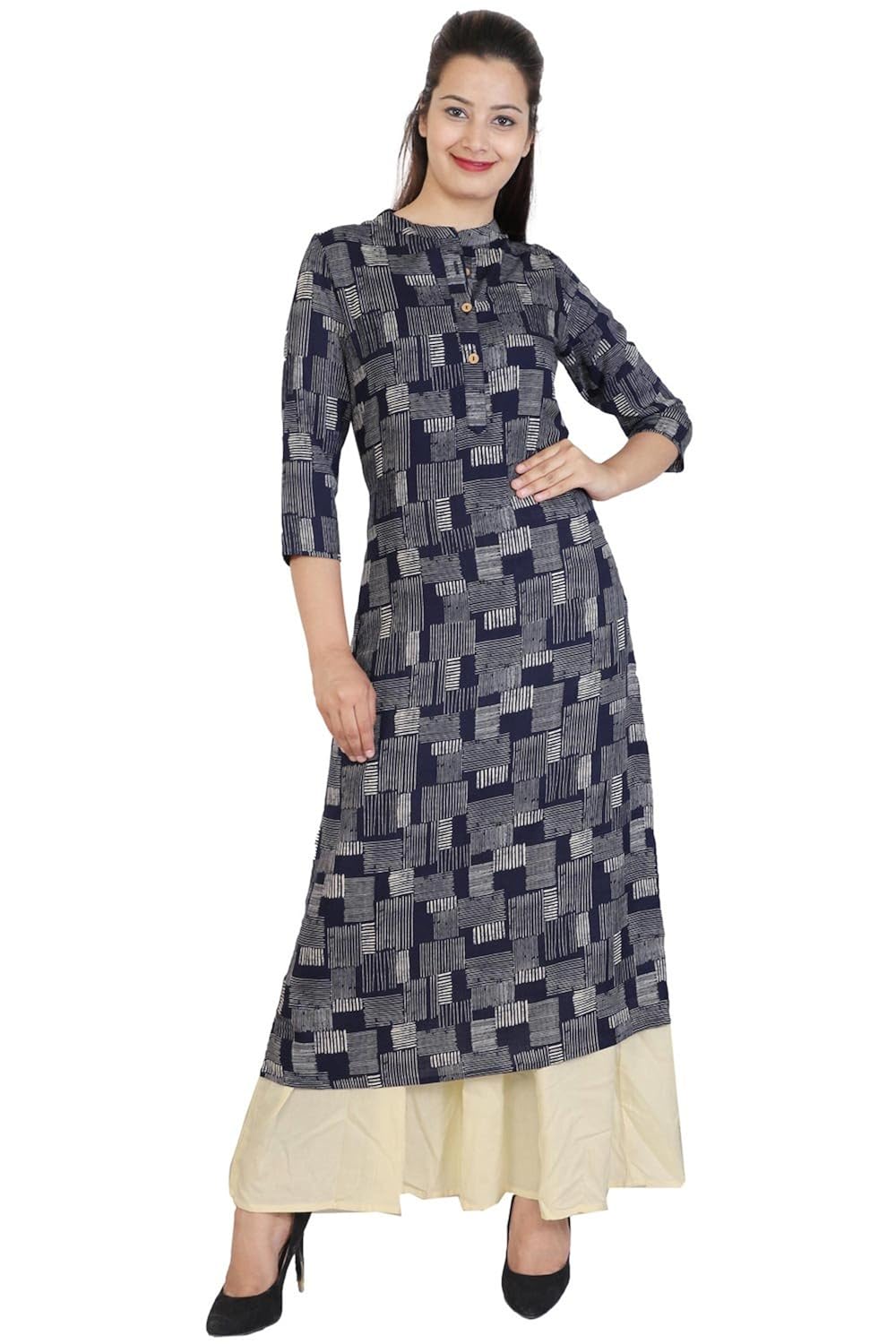 bright cotton women's a-line printed kurti (maroon)