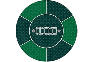 LERYG Round Poker Mat,39/47/55/63 inch 6-10 Person Texas Poker Rubber Mat, Foldable Tabletop, Portable Poker Tabletop, Suitable for Poker Games, Blackjack, Casino Layout(Green 140 * 140CM)