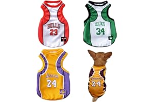CMREAEC 3Pack Dog Clothes for Small Dog Girl Puppy, Chihuahua Yorkies Bulldog Clothes for Medium Dogs Boy Basketball Jersey Pet Outfits Shirt Apparel Accessories,S
