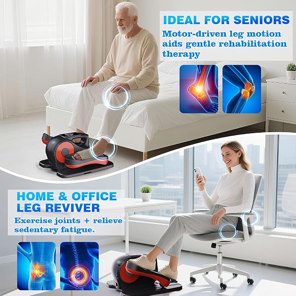 UNDER DESK ELLIPTICAL EXERCISE MACHINE, ELECTRIC UNDER-DESK ELLIPTICAL FOR SENIORS – MINI ELLIPSE LEG EXERCISER WITH 12-SPEED TOUCH SCREEN, REMOTE CONTROL & REVERSIBLE MOTION (BLACK)