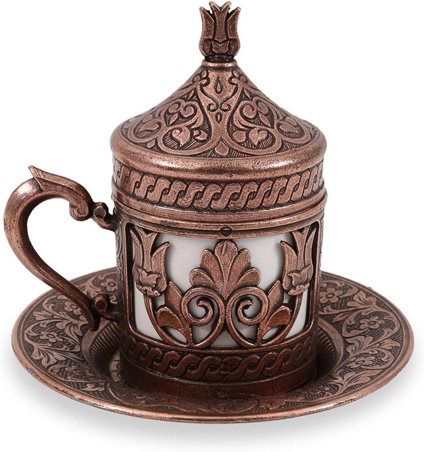 Traditional Design Brass Cast Turkish Coffee Cup, Espresso Cup, Tea Cup with Saucer (CC-207)