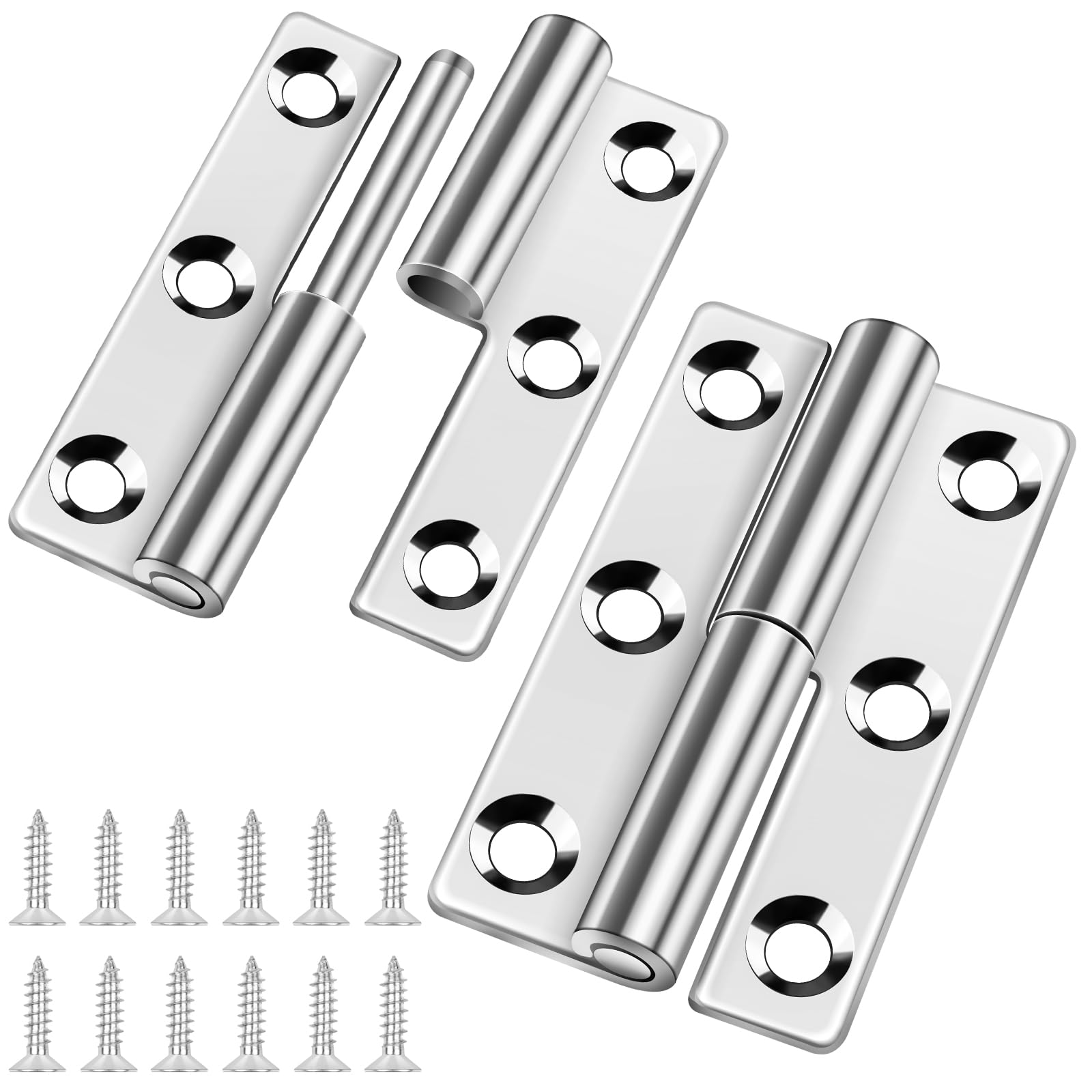 Bolatus 2 Pcs Small Slip Joint Flag Hinges, 2.5 Inch, Detachable, 304 Stainless Steel, Left Handedness