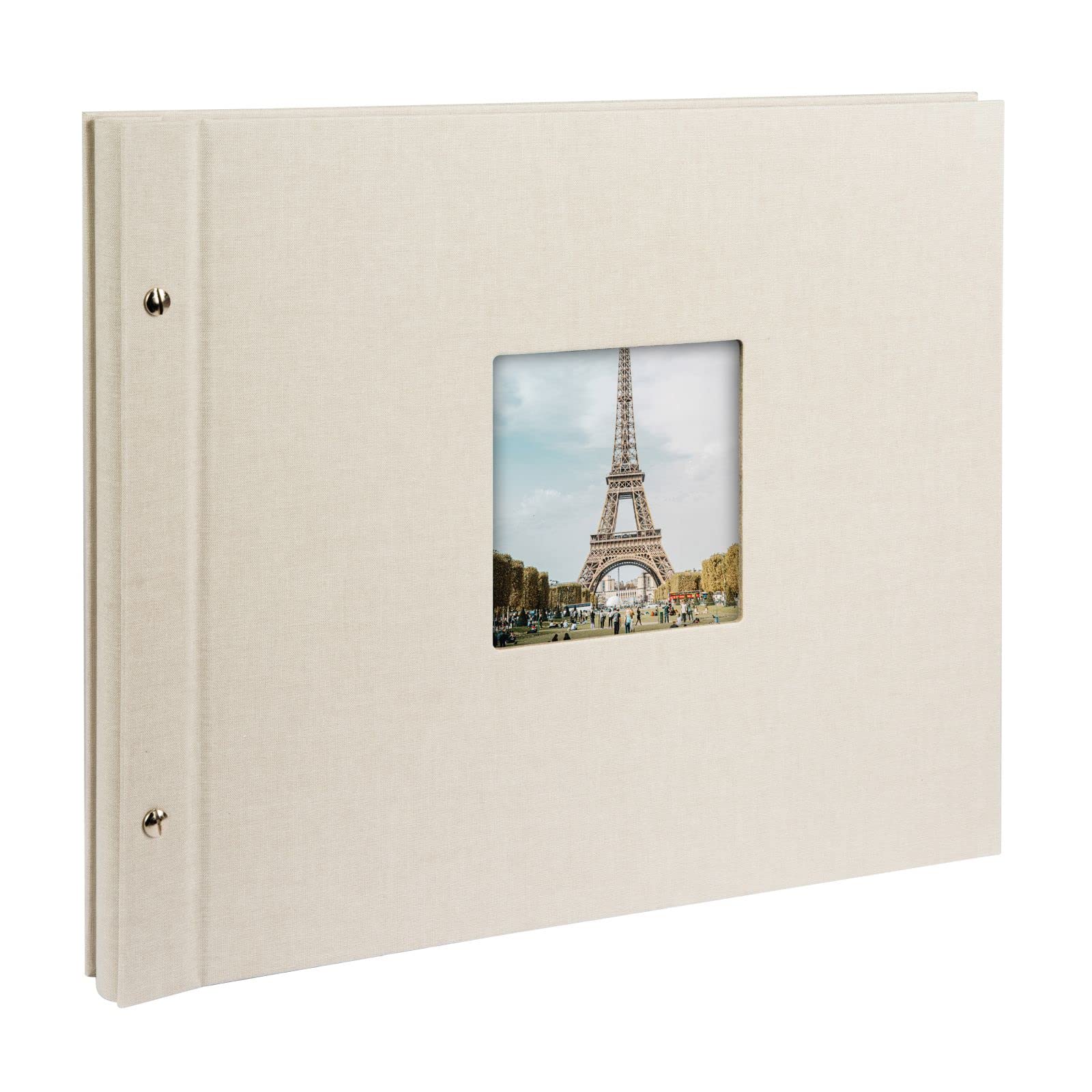 goldbuch Bella Vista 28823 Screw-In Photo Album 39 x 31 cm with 40 White Pages with Glassine Dividers Expandable Album Canvas Photo Book Sand Grey