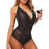 Avidlove Women Sexy Lingerie Teddy One Piece Lace Halter Babydoll Bodysuit