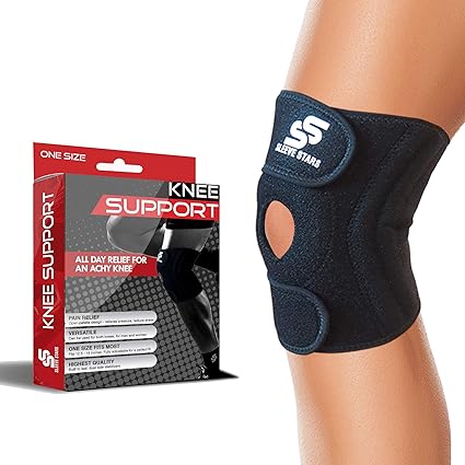 Sleeve Stars Kniebandage mit Neopren-Kompressionsstabilisator, Patella Bandage und verstell-baren Riemen für Basketball, Arth