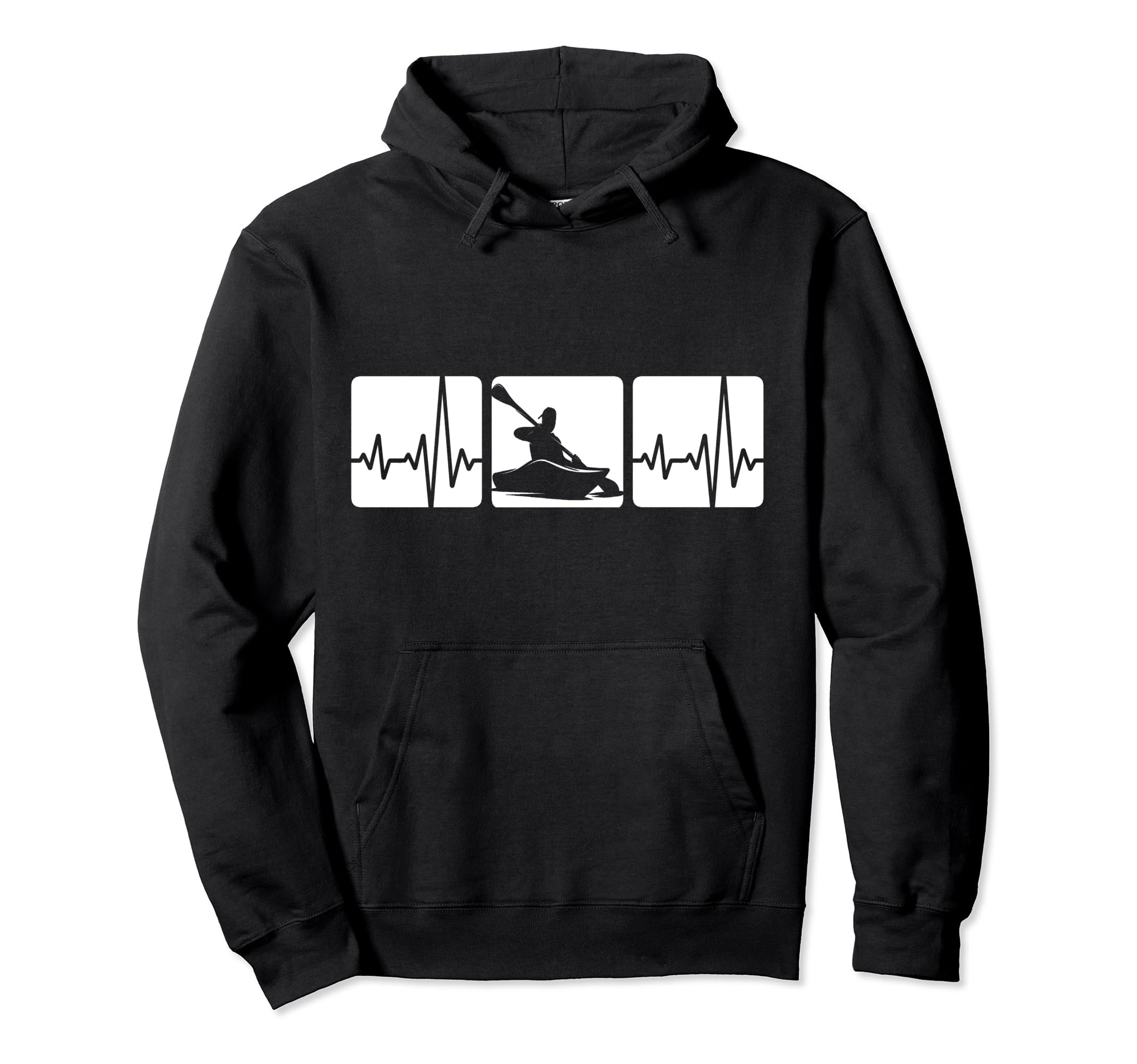 Kayaking ECG Kayak Canoe Paddle Heart Line Pullover Hoodie