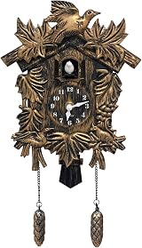 WALPLUS Brown Vintage Cuckoo Wall Clock Flapping Bird Volume Control Battery view 4