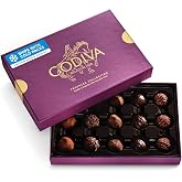 Godiva Dark Chocolate Belgian Truffles Gift Box, Gourmet, 15 Pc | Belgian dark chocolate truffles, Ganache &amp; praline centers, Kosher, Purple gold-accent box, Gift-ready