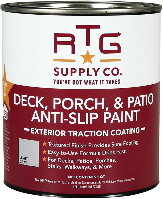 RTG Deck, Porch, Patio AntiSlip Paint (Quart, Light Gray), House Paint