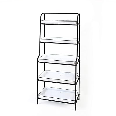 5-Tier Enamel-Look Farmhouse Baker's Rack - Kitchen Shelving Solution
