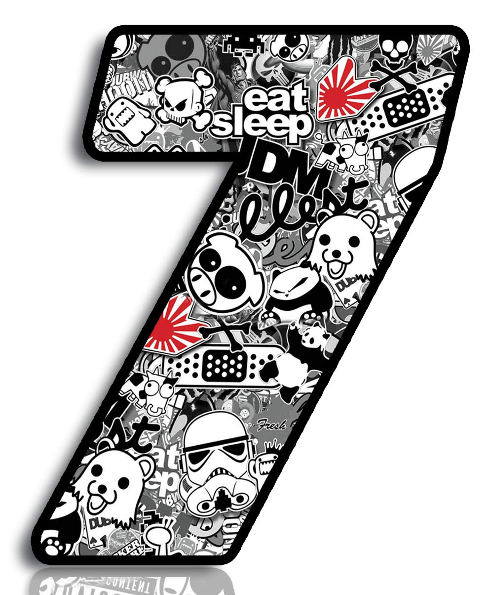 Biomar Labs® 1 x Vinyl Sticker Bomb Wrap Auto Moto Motocross Motosport Start Racing Number 7 Rally Race Car Bike Motorcycle Tuning N 347