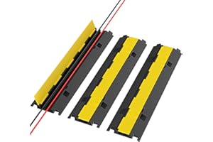 JTSIOV Cable Protector Ramp - 3 Pack 2 Channel Modular Cable Ramp 22000 Lbs Load Capacity, Rubber Speed Bump Driveway Hose Cable Ramps Protective Cover for Wire/Hose/Pipe