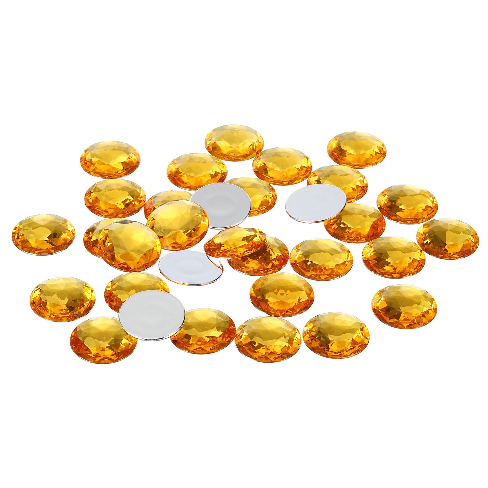 PATIKIL 40mm Flat Back Round Acrylic Rhinestones, 50 Pack Plastic Circle Gems for Jewelry Making Costume Embellishments Crafts, Yellow