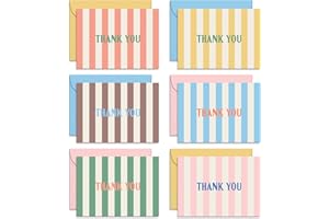 Sweetzer & Orange Summer Stripes Thank You Cards – Set of 24 Blank Cards with Envelopes – 6 Colorful Designs (4 of Each) – 4x