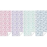 4 Pack Towels for Bathroom, Beach Towel, Microfiber Lightweight Beach Towels Oversized, Towel Accessories for Christmas Pool Travel 32x71 Inch, Cute Coquette Aesthetic Floral Blue Purple Green Pink