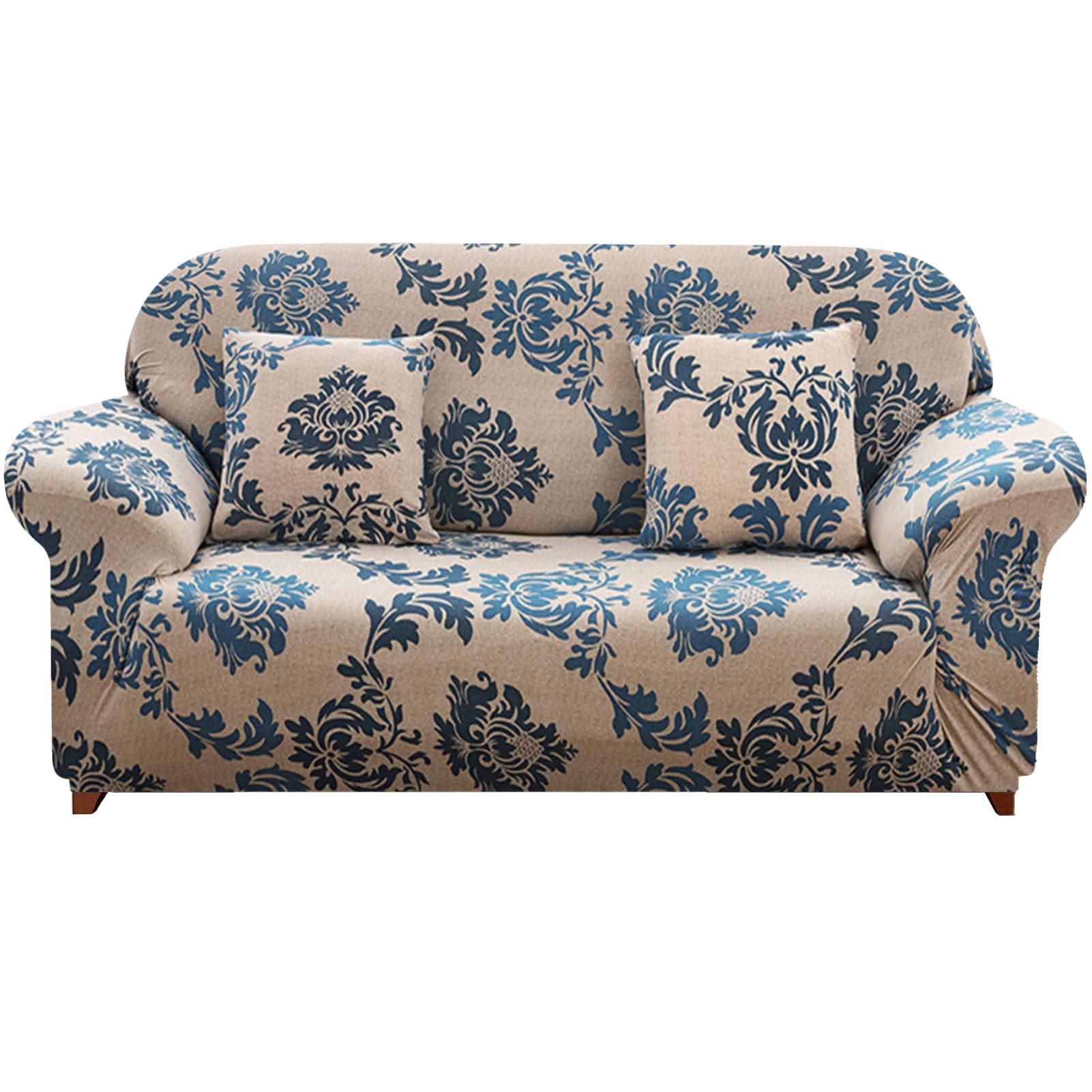 HEYOMART Sofa Cover High Stretch Elastic Fabric 1 2 3 Seater Sofa Slipcover Chair Loveseat Couch Cover Polyester Spandex Furniture Protector Cover with 1 Pillowcase (1 Seater, Pattern #Provence)