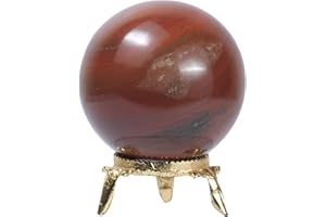 SUBSH Red Jasper Sphere Ball - Crystal Ball with Stand - Decorative Balls - Crystal Ball Crystal Sphere W/Holder - Jasper Stone Large Crystal Ball - Large Crystal Ball - Gazing Ball Halloween Decor