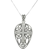 Jewelry Trends Sterling Silver Celtic Knot Cross Shield Pendant on 18" Box Chain Necklace