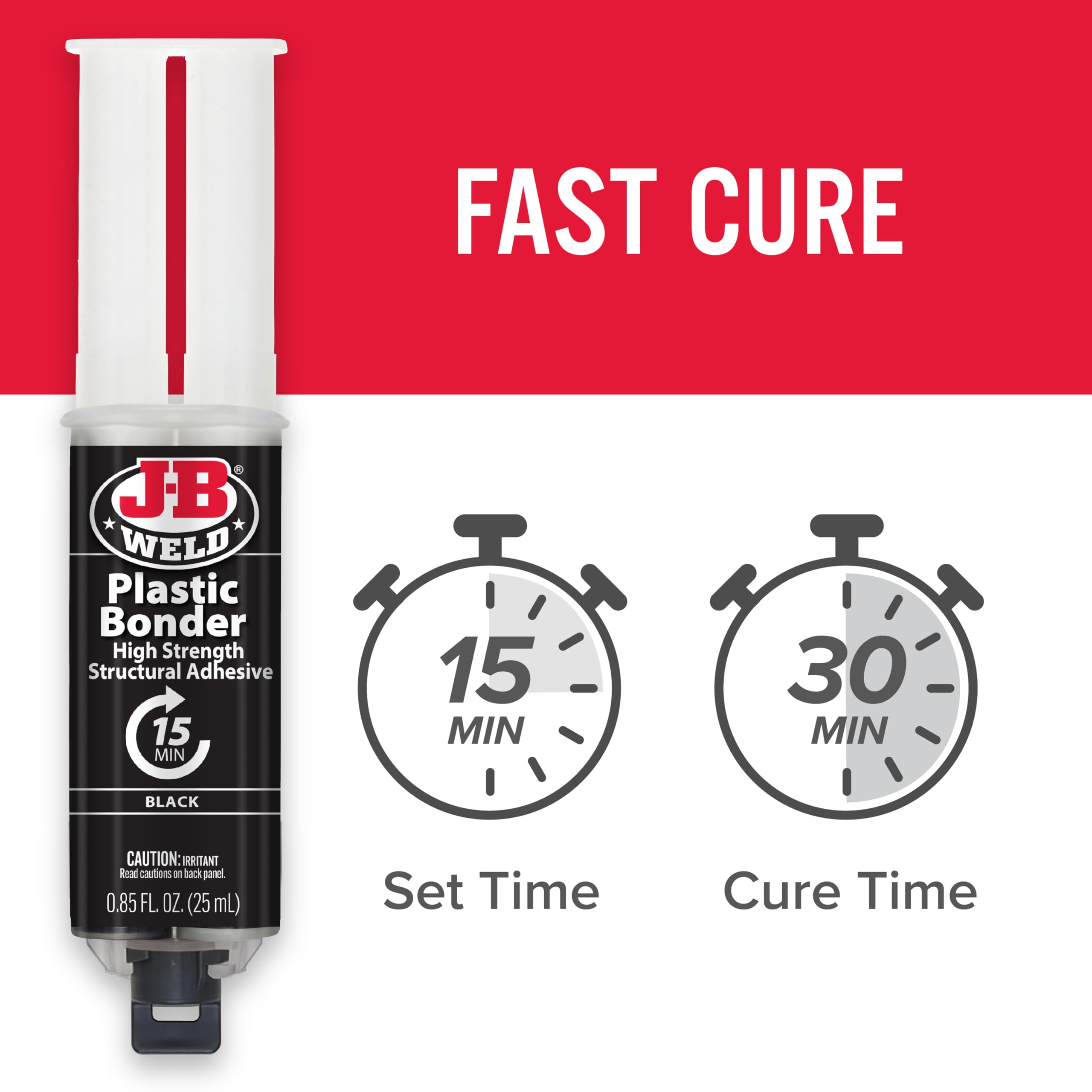 J-B Weld 50139 Plastic Bonder Body Panel Adhesive and Gap Filler Syringe - Black - 25 ml