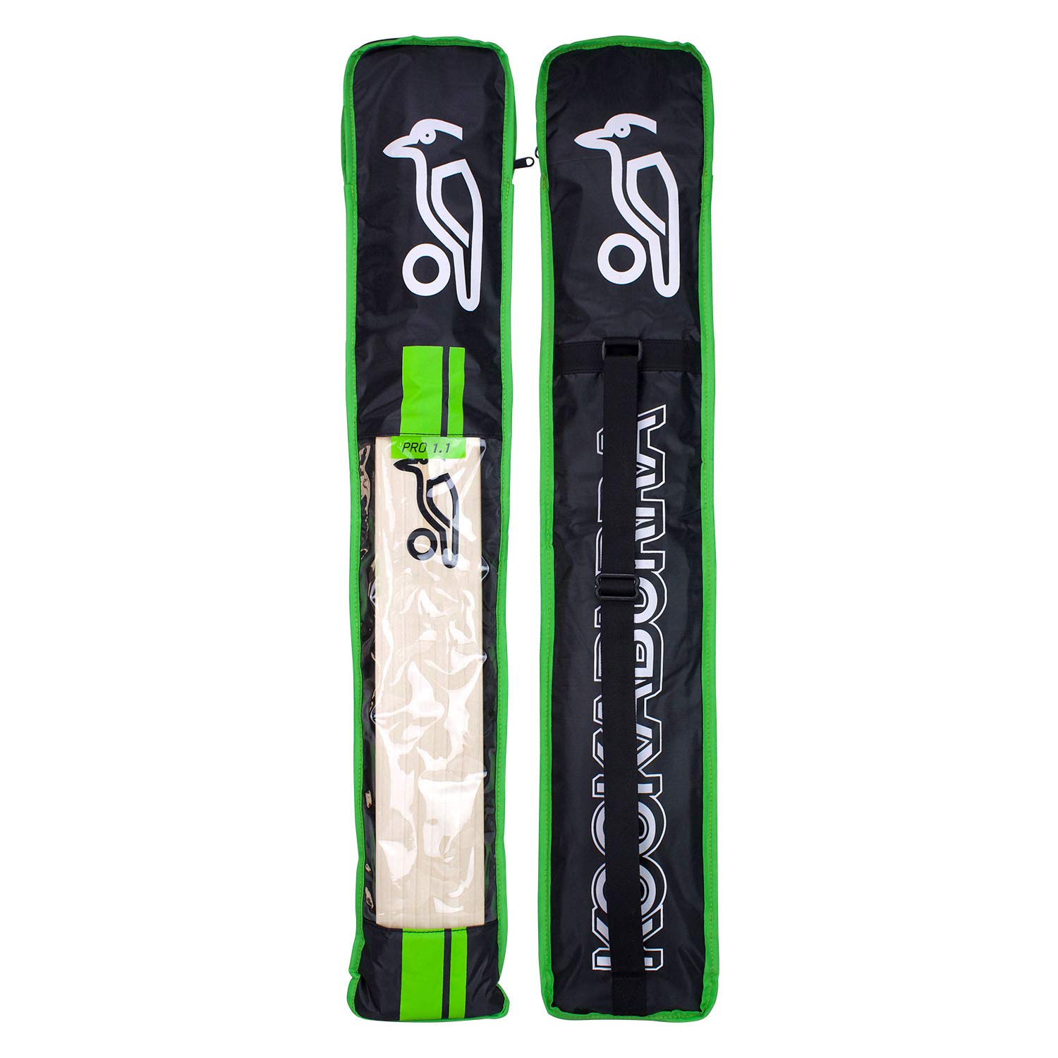 thumbnail image 2 of KOOKABURRA Pro 1.1 Full Length Cricket Bat Cover - Black/Lime, 89cm, With Adjustable Strap 2 of 13