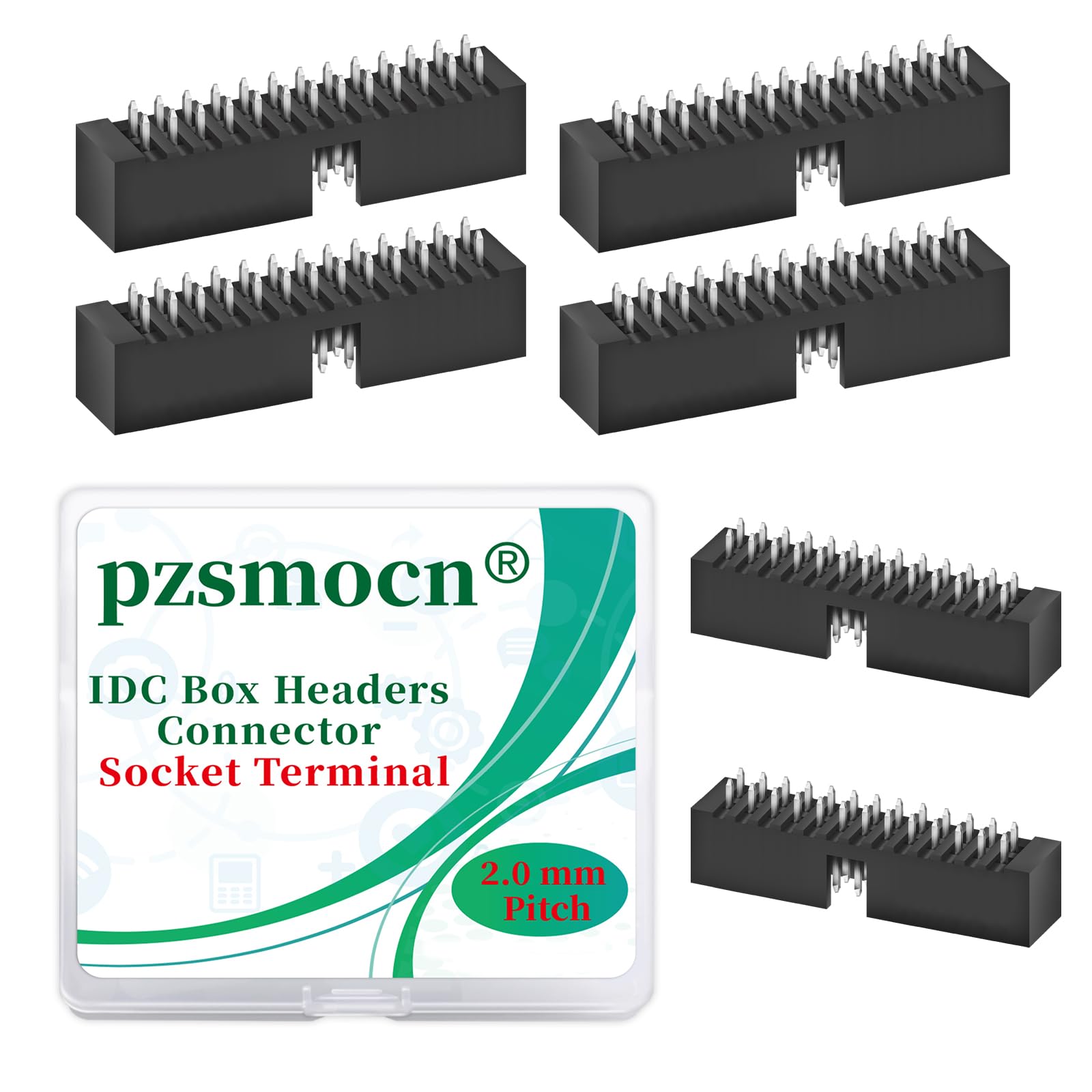 Pzsmocn 20 Pieces IDC 2 * 13 Double Row 2.0 mm Pitch JTAG ISP 26-Pin Straight Pin in-line Box Header Connector Adapter Cable Male Socket Terminal for PCB Electronic Equipment Projects.