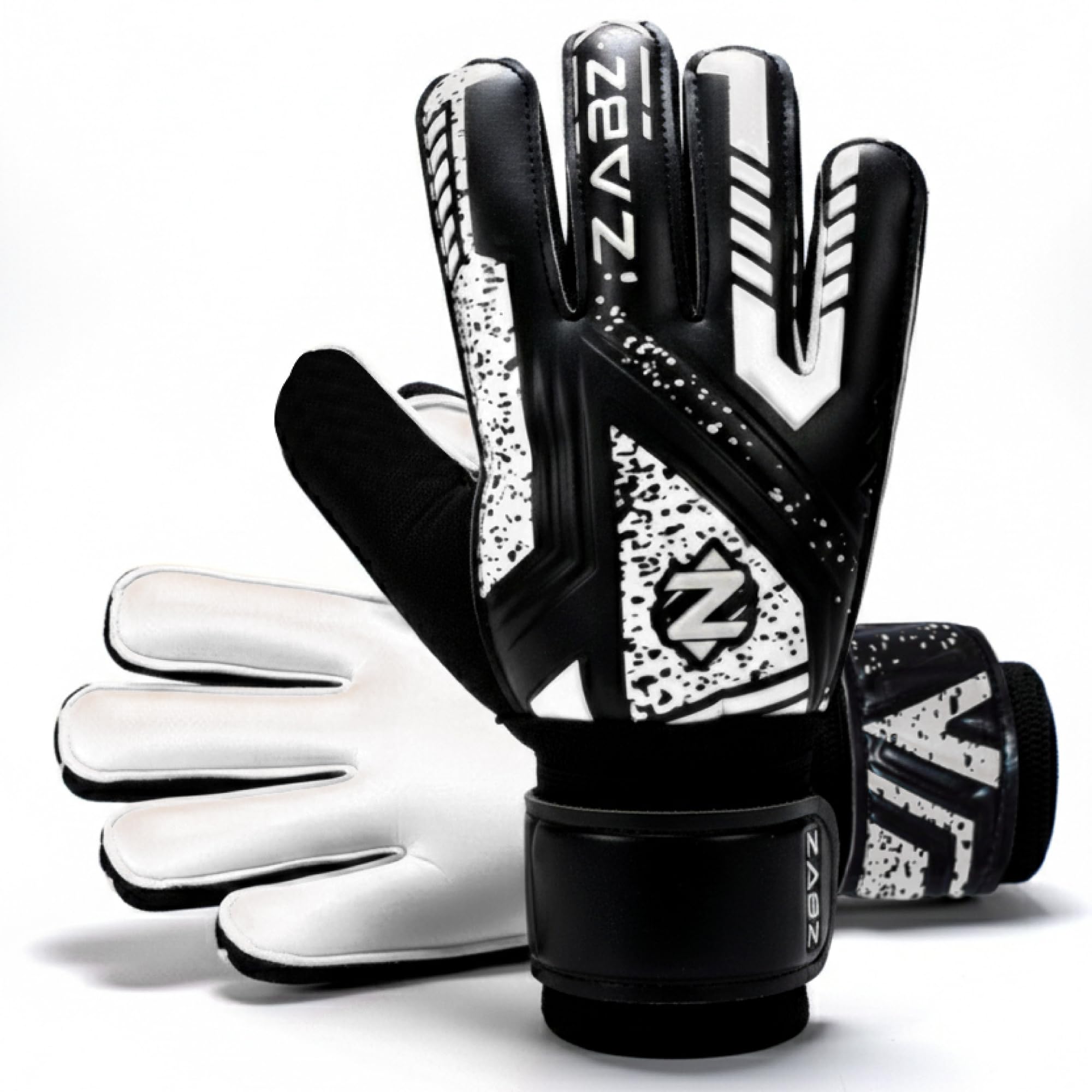 ZABZ Goalkeeper Gloves Non-slip Latex Material Soccer Goalie Football Goalkeeping Gloves Wrist Protection For Kids Youth and Adults (White, Size 5 suitable for 9 to 12 years old)