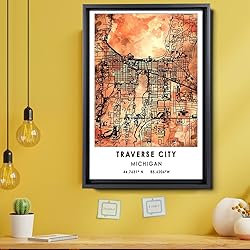 Traverse City Map Poster, Michigan Map Art