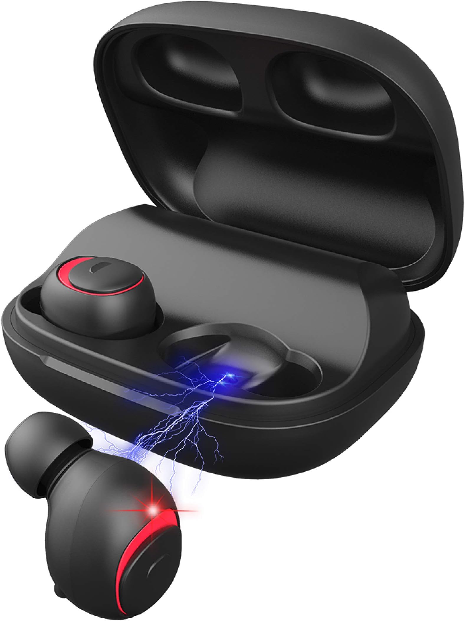 TECKEPIC True Wireless Earburds Bluetooth Headphones 60H Playtime Binaural Call Auto Pairing Stereo Earphones with Portable 2200mAH Charging Case (Gray)