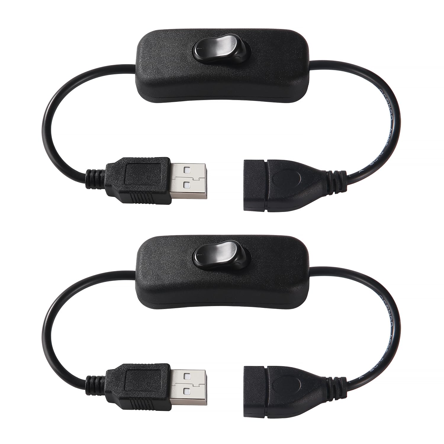 KUOQIY 2 PCS 0.28m USB Extension Cable with On/Off Switch, USB Switch Cable, Compatible with LED Desk Lamp LED Strip, Black