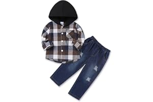 FoWear Toddler Winter Clothes Button Down Plaid Jacket Shirt Long Sleeve and Casual pants Toddler Boys Winter Outfits