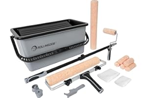 ROLLINGDOG 18 Inch Paint Roller Kit, Paint Roller with 2-3.2 Feet Extendable Rod, Paint Bucket with Liners, 18 Inch Microfibe